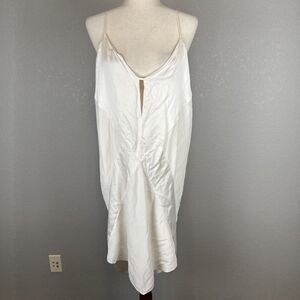 Michelle Mason Bias Cut Midi Slip Dress Size 8 White Silk Spaghetti Strap
